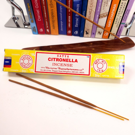 Bețișoare parfumate Satya Citronella 10 buc rulate manual India ~20 cm ardere 20-25 min aromă iarbă lămâioasă citronelă [2]