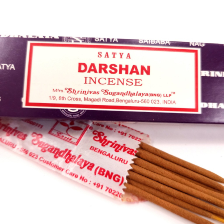 Bețișoare parfumate Satya Darshan arome orientale 10-13 buc rulate manual India cutie ~20 cm ardere 25 min [1]