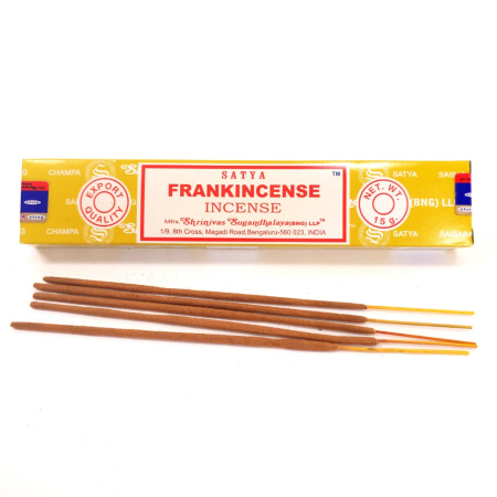 Bețișoare parfumate Satya Frankincense tămâie 15 gr rulate manual India, aromă picantă bogată rășinoasă, meditație relaxare