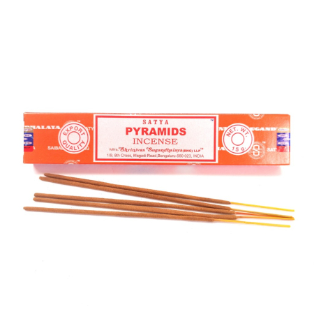 Bețișoare parfumate Satya Pyramids 15 gr – masala, rulate manual India, aromă dulce lemnoasă florală