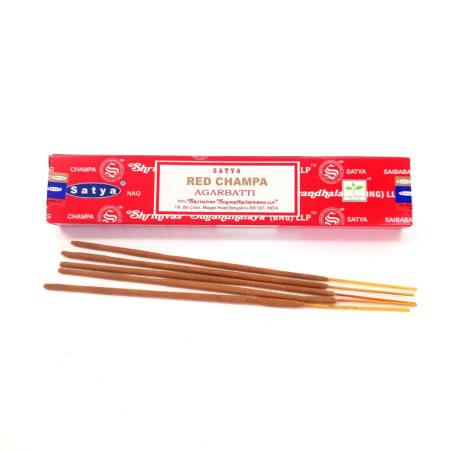 Produse aromaterapie - Bețișoare parfumate Satya Red Champa 15 gr, aromă floral-orientală Magnolia champaca, rulate manual India, cutie carton