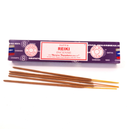 Bețișoare parfumate Satya Reiki 15 gr, aromă echilibrată meditație, rulate manual India, cutie carton reciclabil [0]