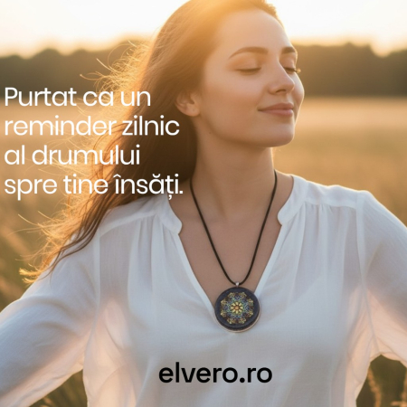 Pandantiv mandala lotus Nectar al Cunoașterii – pietre naturale, handmade [7]