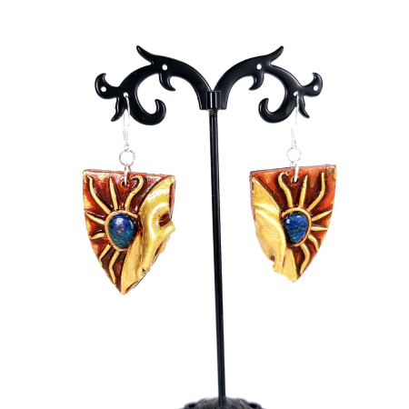 Cercei lungi unicat din pietre semipretioase de azurit cu malachit – design boho chic artizanal [10]