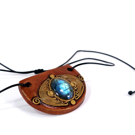 Pandantiv statement din labradorit și lut polimeric – design boho artistic handmade [2]