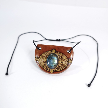 Pandantiv statement din labradorit și lut polimeric – design boho artistic handmade [4]