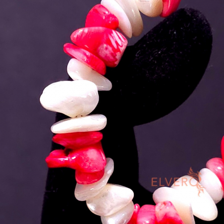 Bratara elastica din coral rosu si sidef [2]