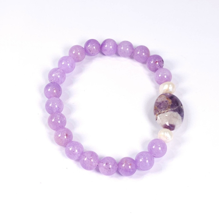 Brățară elastică ametist cu perle – design delicat, pietre naturale [2]