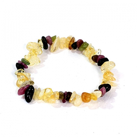 Bratara elastica pietre naturale turmalina multicolora cu citrin