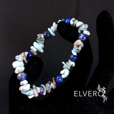 Brățări din pietre naturale semiprețioase - bratara elastica din larimar si lapis lazuli