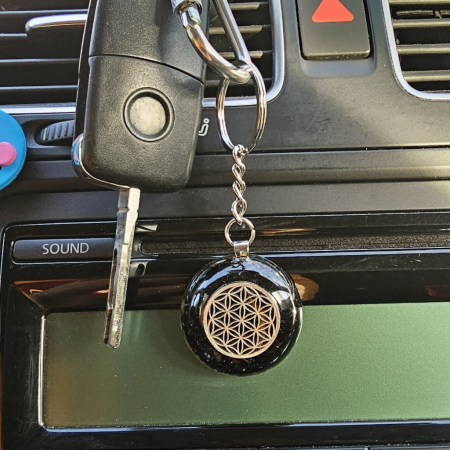 Accesoriu pentru chei din pietre naturale cu floarea vietii [6]