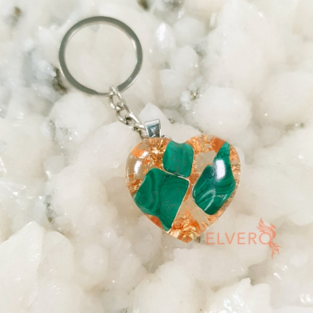 Brelocuri cu pietre naturale - Accesoriu chei din pietre malachit