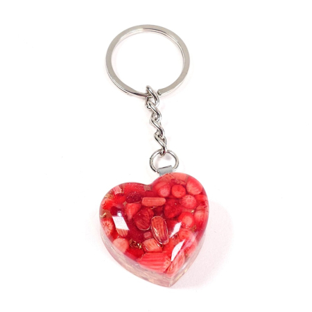 Breloc orgonic inima cu coral rosu [3]