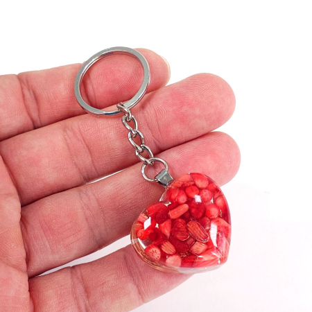 Breloc orgonic inima cu coral rosu [2]