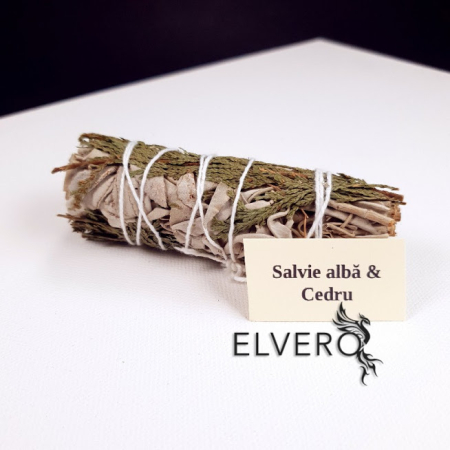 Buchet salvie albă cu cedru pentru fumigatii, 10 cm [1]