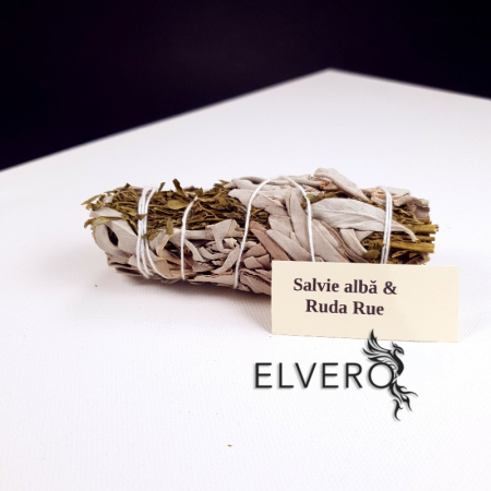 Buchet salvie alba si ruda rue pentru fumigatii, 10 cm [1]