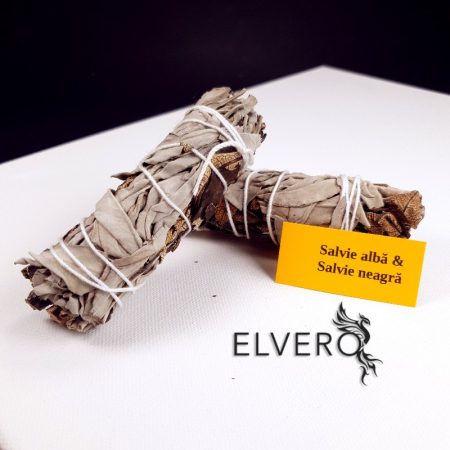 Buchet salvie alba si salvie neagră pentru fumigatii,10 cm [2]
