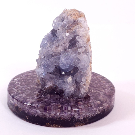 Minerale pe suport orgonic - Celestit natural geoda pe suport orgon