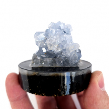 Celestina cluster pe disc orgonic cu turmalina [4]