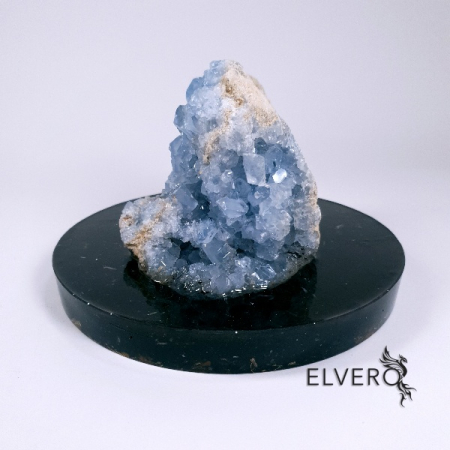 Minerale pe suport orgonic - Celestina pe disc orgonic din turmalina neagra, unicat *