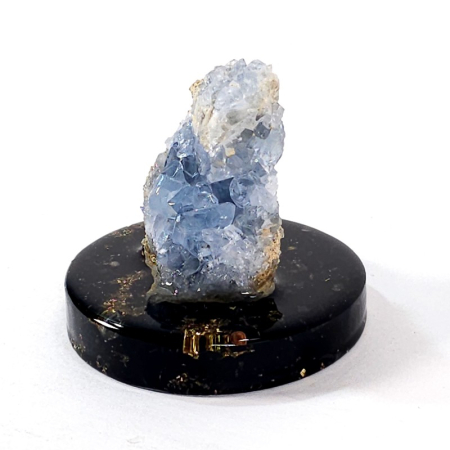 Celestina, cristal albastru pe disc orgonic cu turmalina [4]