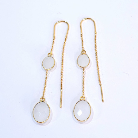 Cercei lungi agat alb placați cu aur – design boho statement de 5 cm [1]