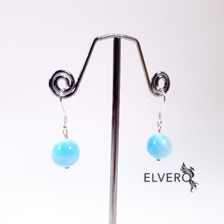 Cercei pietre semipretioase - Larimar natural cercei placati argint