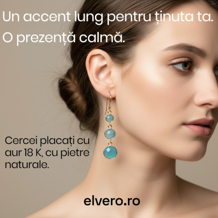 Cercei lungi agat bleu placați cu aur – design boho statement de 5 cm [3]