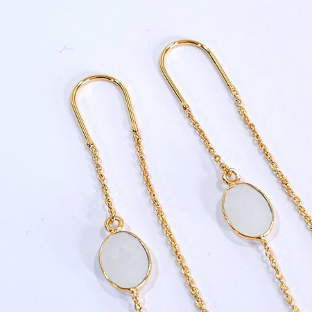 Cercei lungi agat alb placați cu aur – design boho statement de 5 cm [3]
