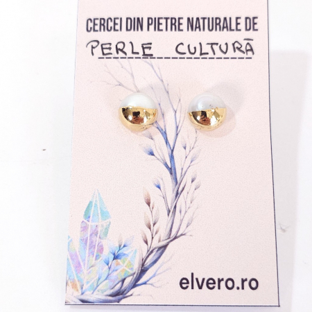 Cercei pietre semipretioase - Cercei discreti din perle de apa dulce