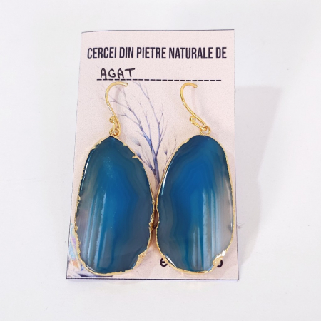 Cercei pietre naturale agat culoare albastru petrol [2]