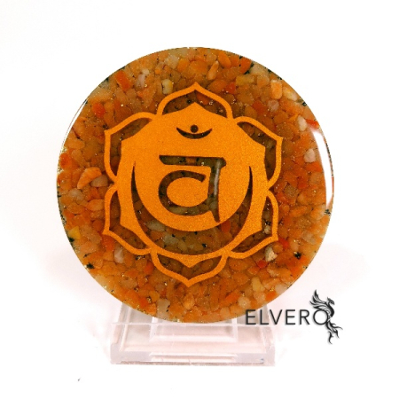Decorațiuni orgon din pietre naturale - Chakra 2 Swadisthana, disc orgonic 11 cm pietre naturale*