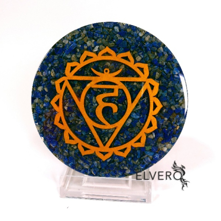 Chakra 5, Vishudda, disc orgonic 11 cm din pietre semipretioase