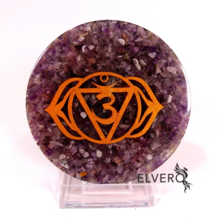 Decorațiuni orgon din pietre naturale - Chakra 6, Ajna, disc orgonic din pietre semipretioase