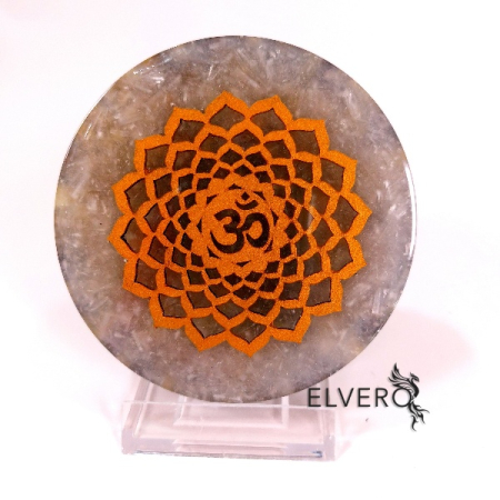 Decorațiuni orgon din pietre naturale - Chakra 7, Sahasrara, disc orgonic din pietre semipretioase