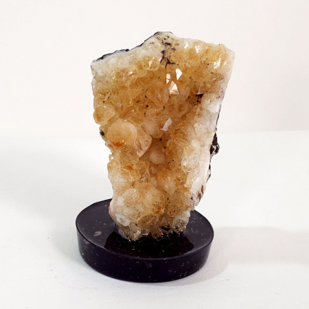 Minerale pe suport orgonic - Citrin esantion unicat din geoda pe disc orgon cu turmalina