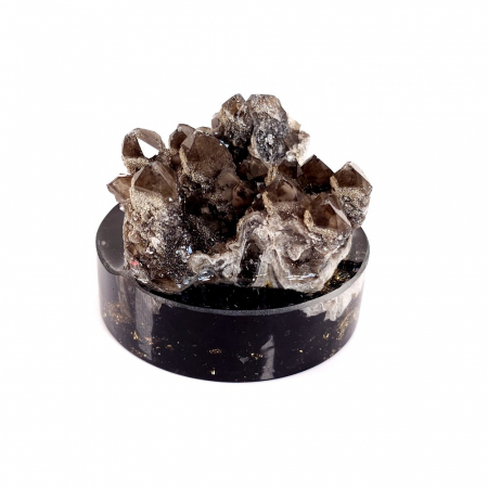 Esantion cristale cuart fumuriu pe suport turmalina neagra [4]