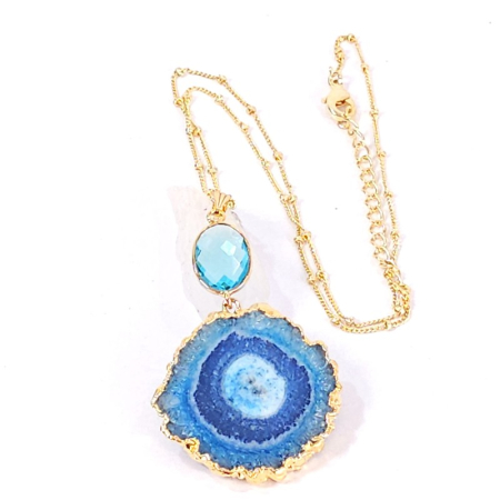 Colier placat cu aur cu cuart solar albastru [1]