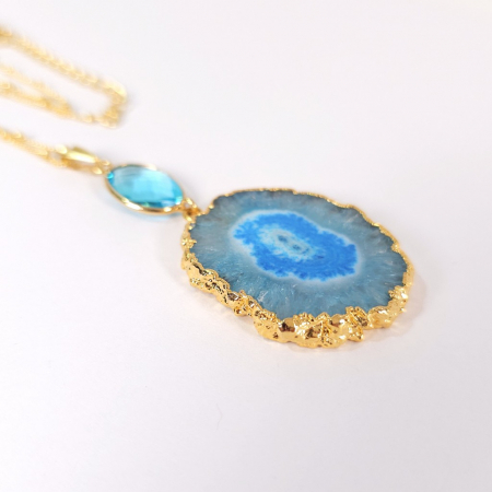 Colier cuart solar bleu placat cu aur [1]