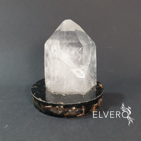Minerale pe suport orgonic - Cuart alb bagheta pe suport orgonic din turmalina neagra *