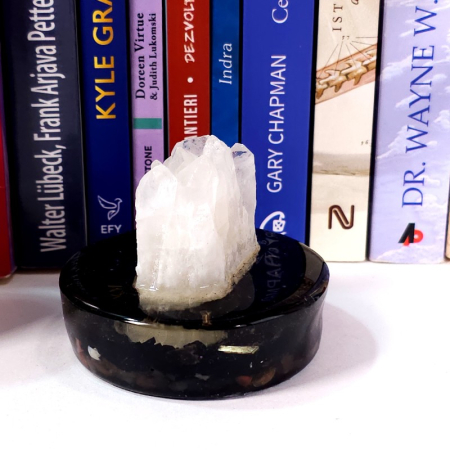 Esantion cristale cuart pe suport orgonic din turmalina neagra [3]