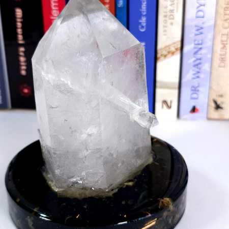 Cuart alb bagheta pe suport orgonic din turmalina neagra [2]