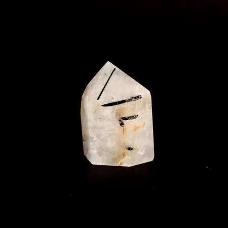 Baghete si sfere - bagheta de cuart alb cu turmalina de 45 mm