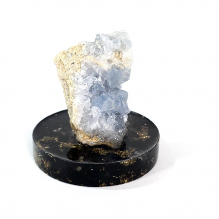 Celestina, cristal albastru pe disc orgonic cu turmalina [2]