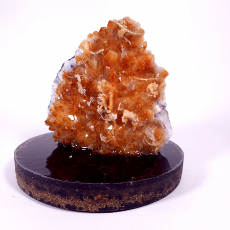Minerale pe suport orgonic - Geoda citrin pe suport turmalina neagra