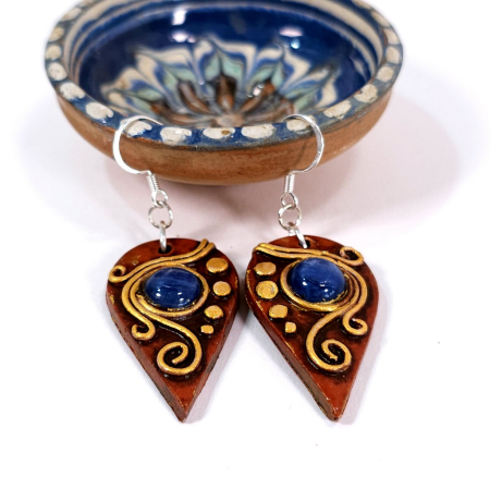 Cercei kyanit albastru lungi cu lut polimeric handmade Elvero [6]