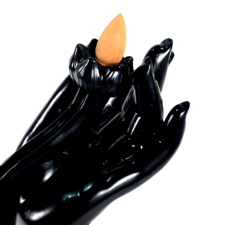 Candela ceramică backflow cu floare de lotus și figurină Buddha aurie – efect fum curgător [3]