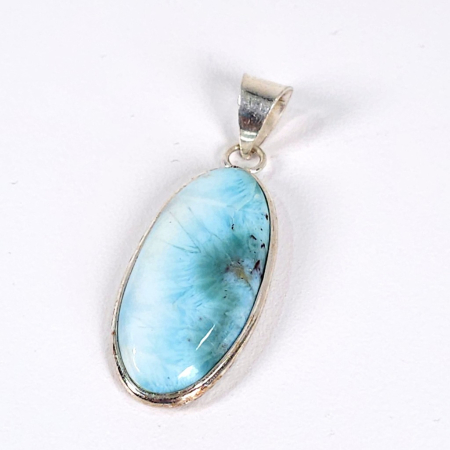 Medalion unicat din larimar natural cu montură placată cu argint – design elegant și discret [4]