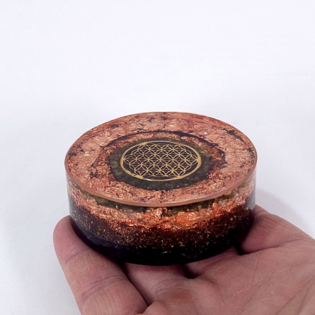 Disc orgon simbol Floarea Vieții decoratiune pietre naturale cu cupru [3]