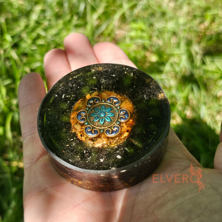 Decoratiune orgon cu turmalina neagra model floral [7]